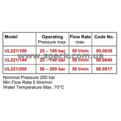 Байпасный клапан Speck UL 221/200H характеристики